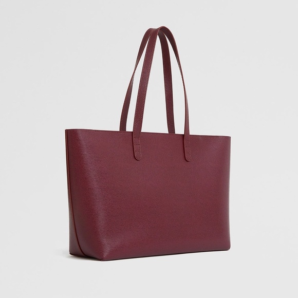 MANSUR GAVRIEL Small Zip Tote Bag in Claret Burgundy Saffiano Leather - Picture 4 of 5